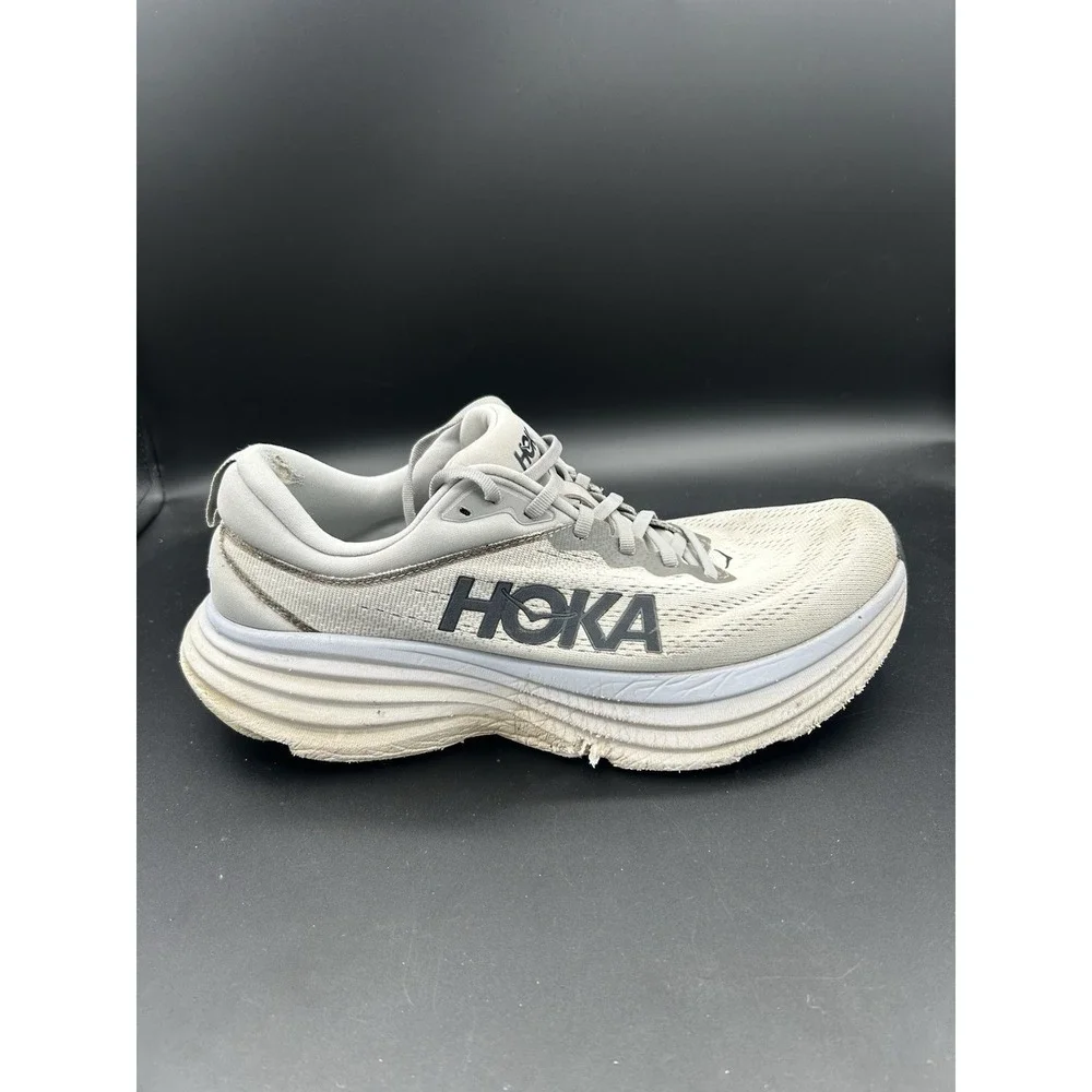 Hoka One One Bondi 8 Sharkskin Men Size 10.5 Lace Up  Running Walking